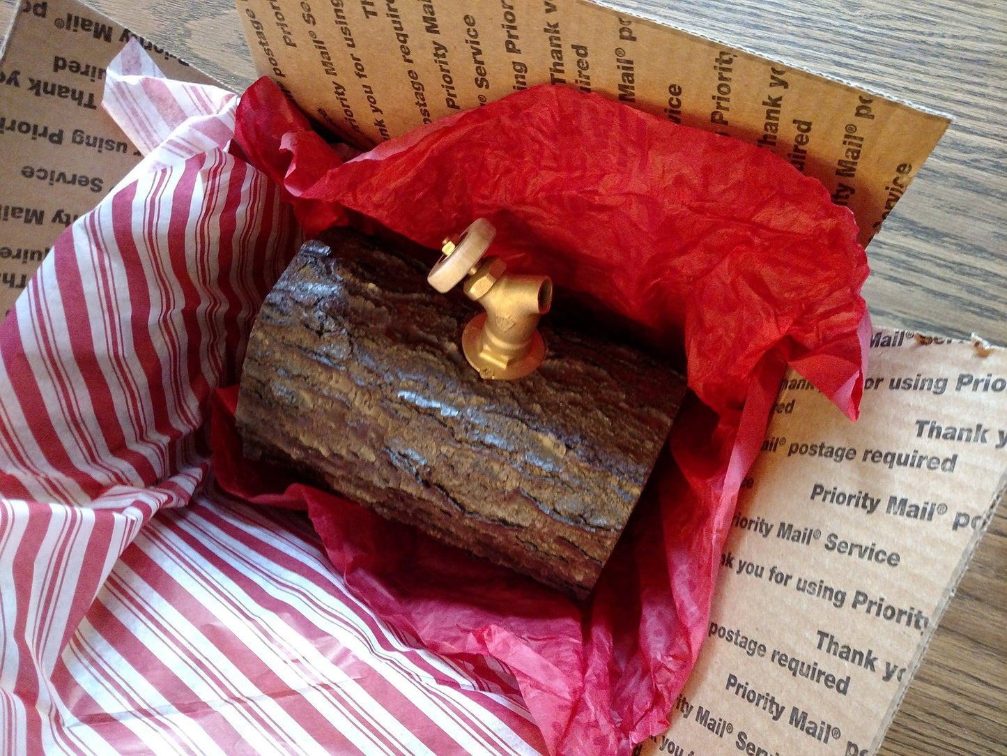 Real Wood Log Liquor Dispenser