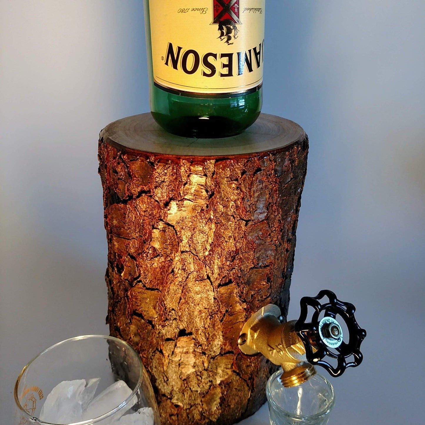 Real Wood Log Liquor Dispenser