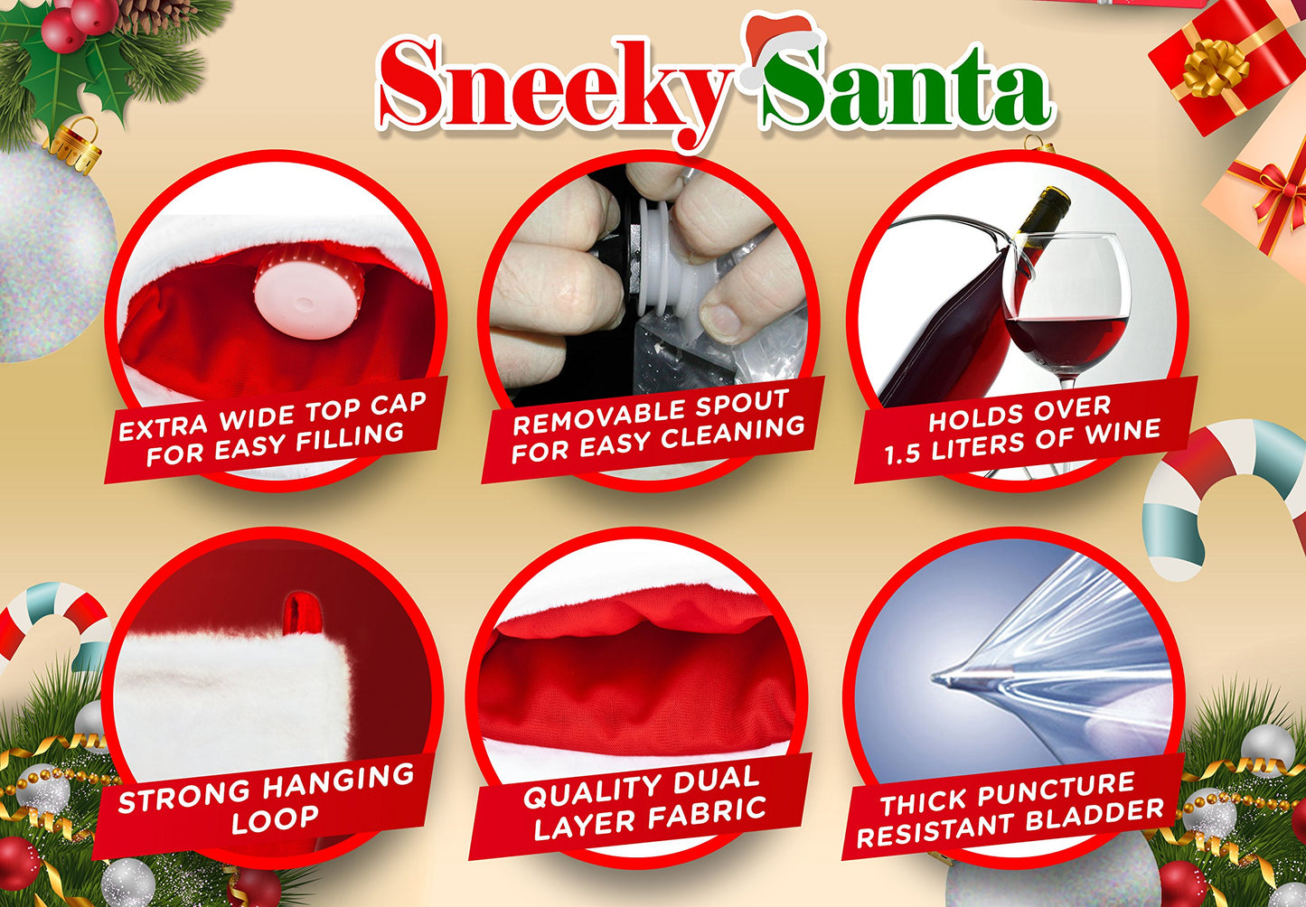 Sneeky Santas Wine Stocking Flask