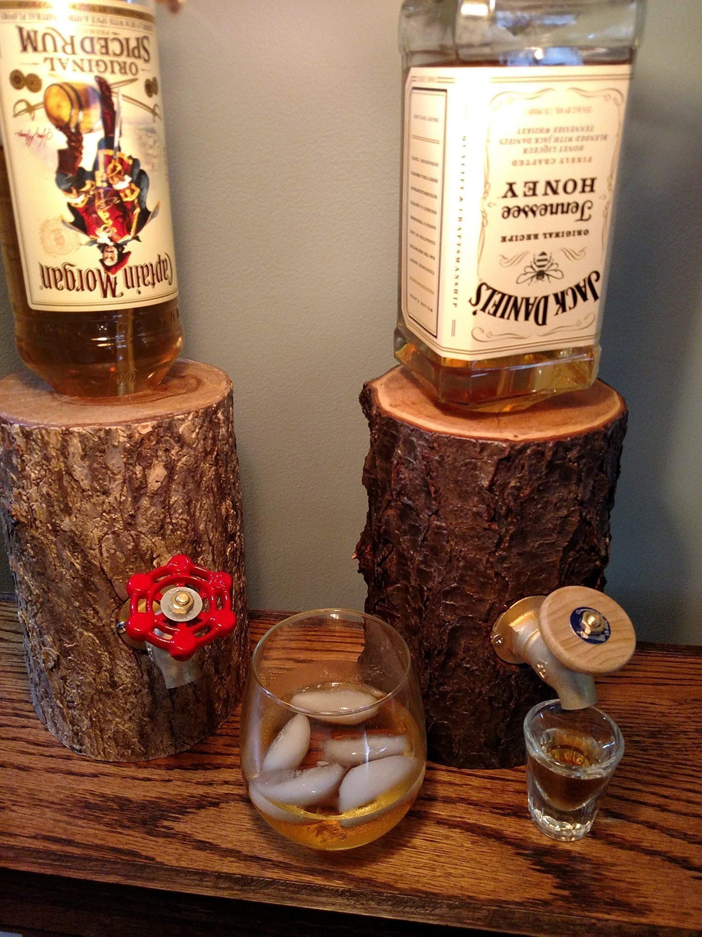 Real Wood Log Liquor Dispenser