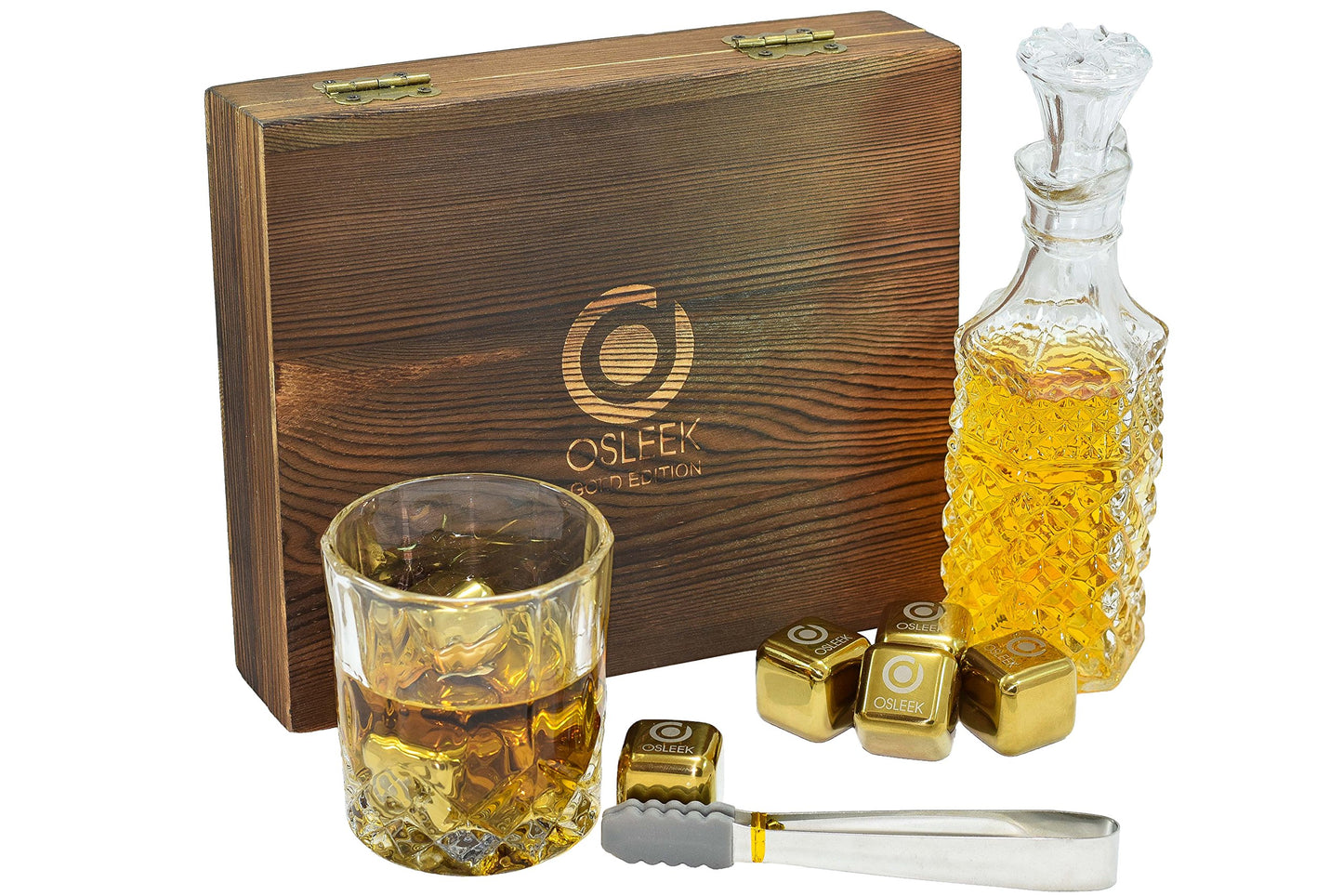 Titanium Gold Plated Whiskey Stones - Set of 8