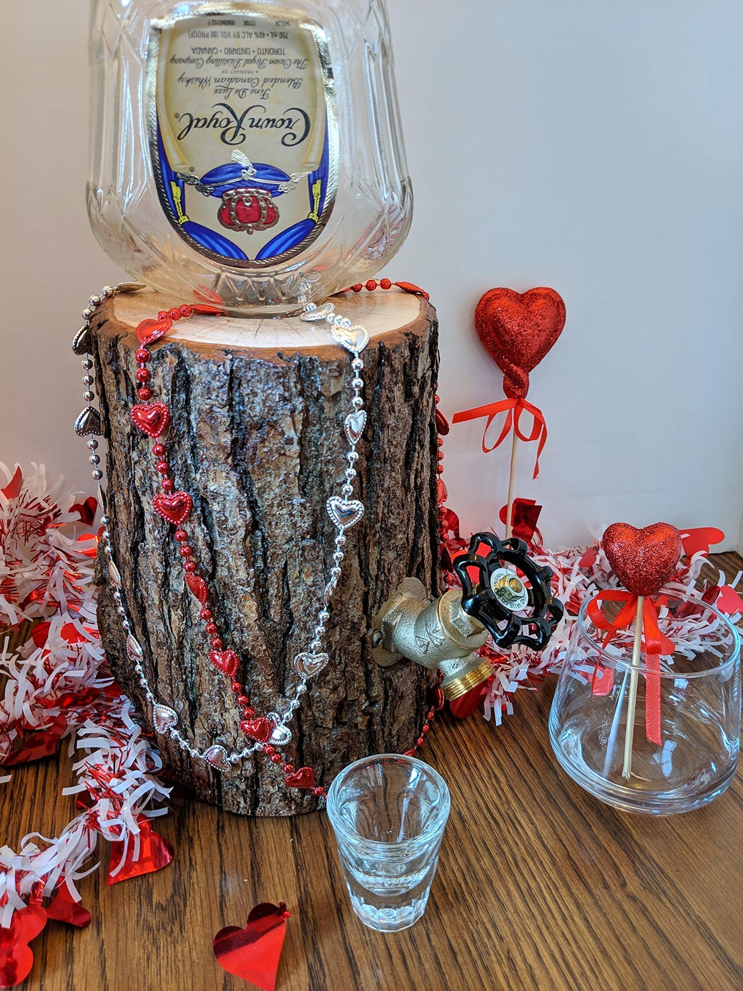 Real Wood Log Liquor Dispenser