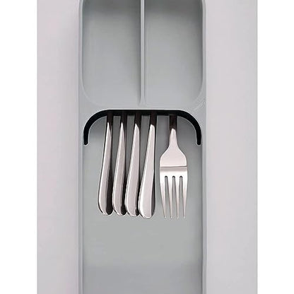 Compact Utensil Organizer for Kitchen Drawer - Grey