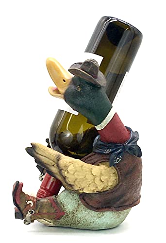 Duck Cowboy Wine Bottle Holder Statue