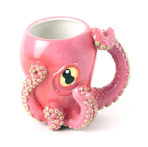 Pink Octopus Ceramic 3D Coffee Mug