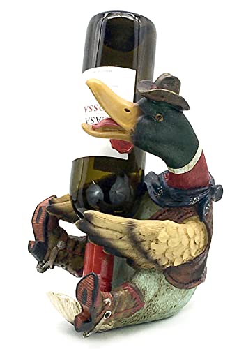 Duck Cowboy Wine Bottle Holder Statue