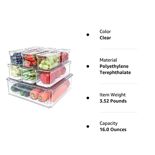 Stackable Refrigerator Organizer Bins with Lids, BPA-Free