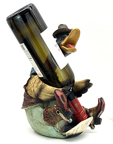 Duck Cowboy Wine Bottle Holder Statue