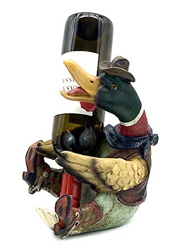 Duck Cowboy Wine Bottle Holder Statue