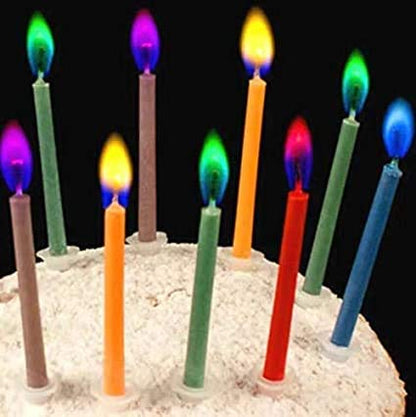 Colorful Birthday Cake Candles with Holders (12pcs)