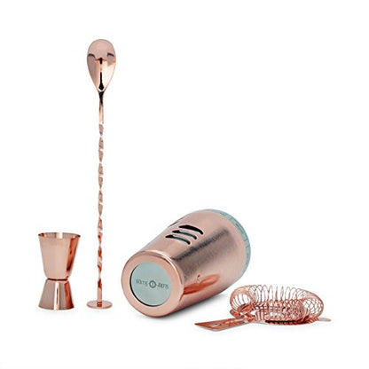 Copper Cocktail Shaker Set with Recipe Mechanism