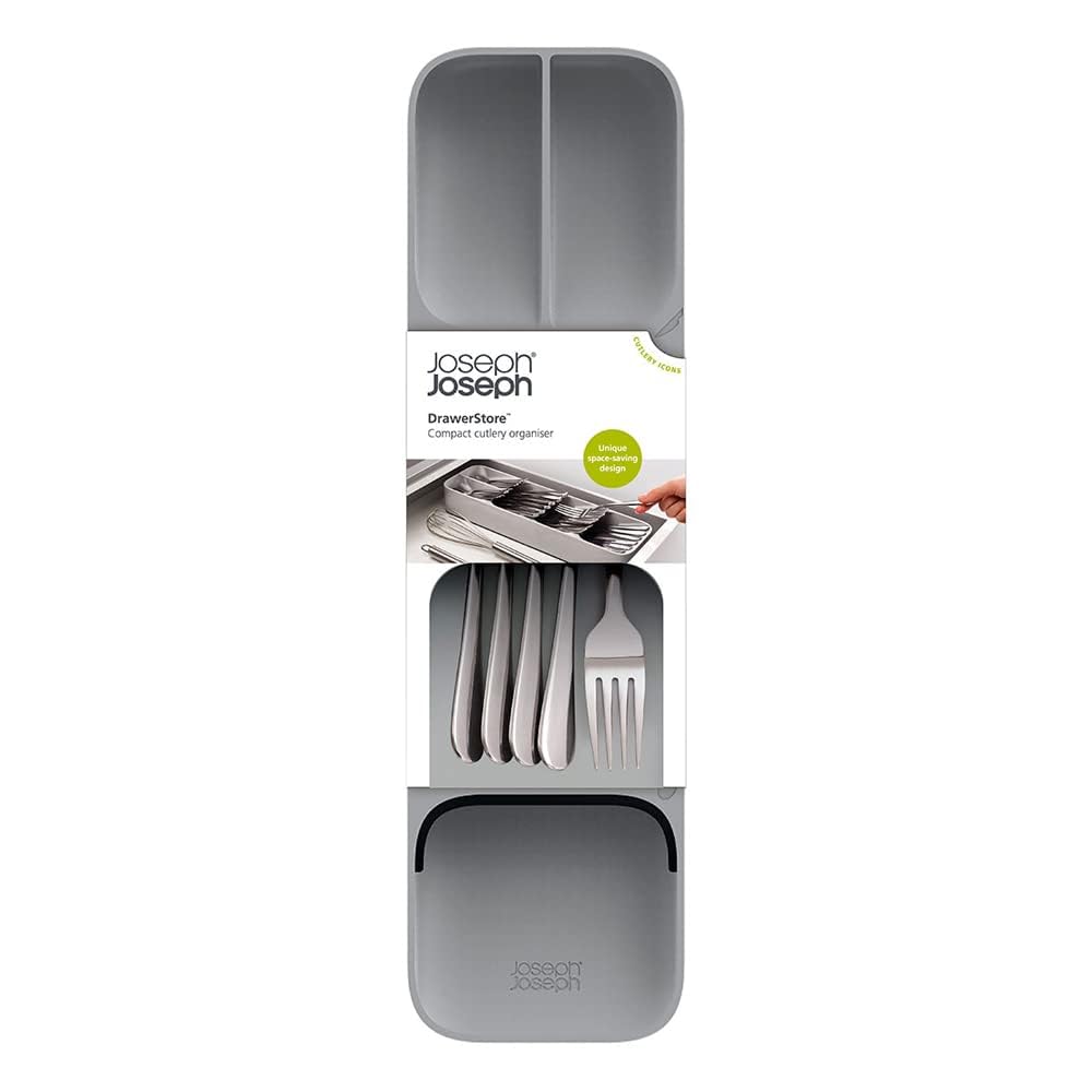 Compact Utensil Organizer for Kitchen Drawer - Grey