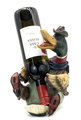 Duck Cowboy Wine Bottle Holder Statue