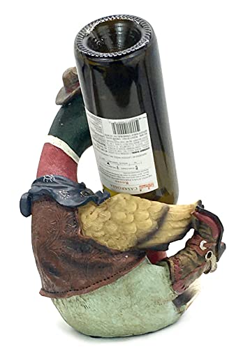 Duck Cowboy Wine Bottle Holder Statue