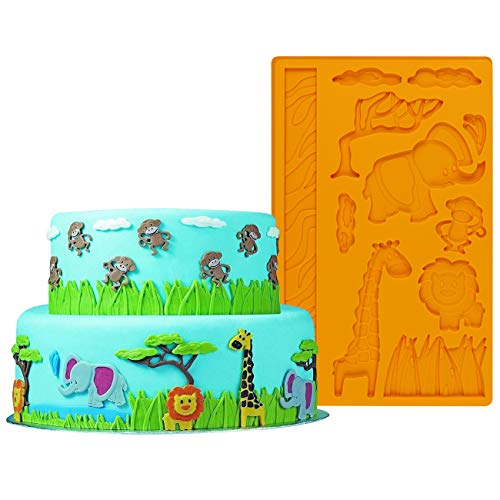 Jungle Safari Animal Fondant Mold - 3D Lace Zoo Silicone