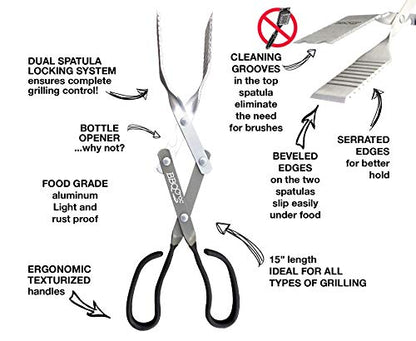 BBQ Croc 3-in-1 Barbecue Tool - Tongs, Spatula, Grill Scraper