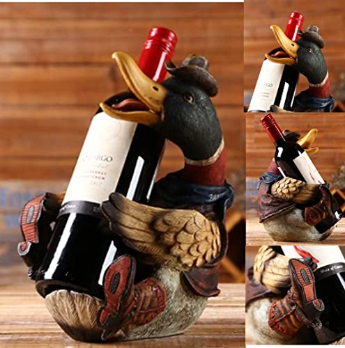 Duck Cowboy Wine Bottle Holder Statue