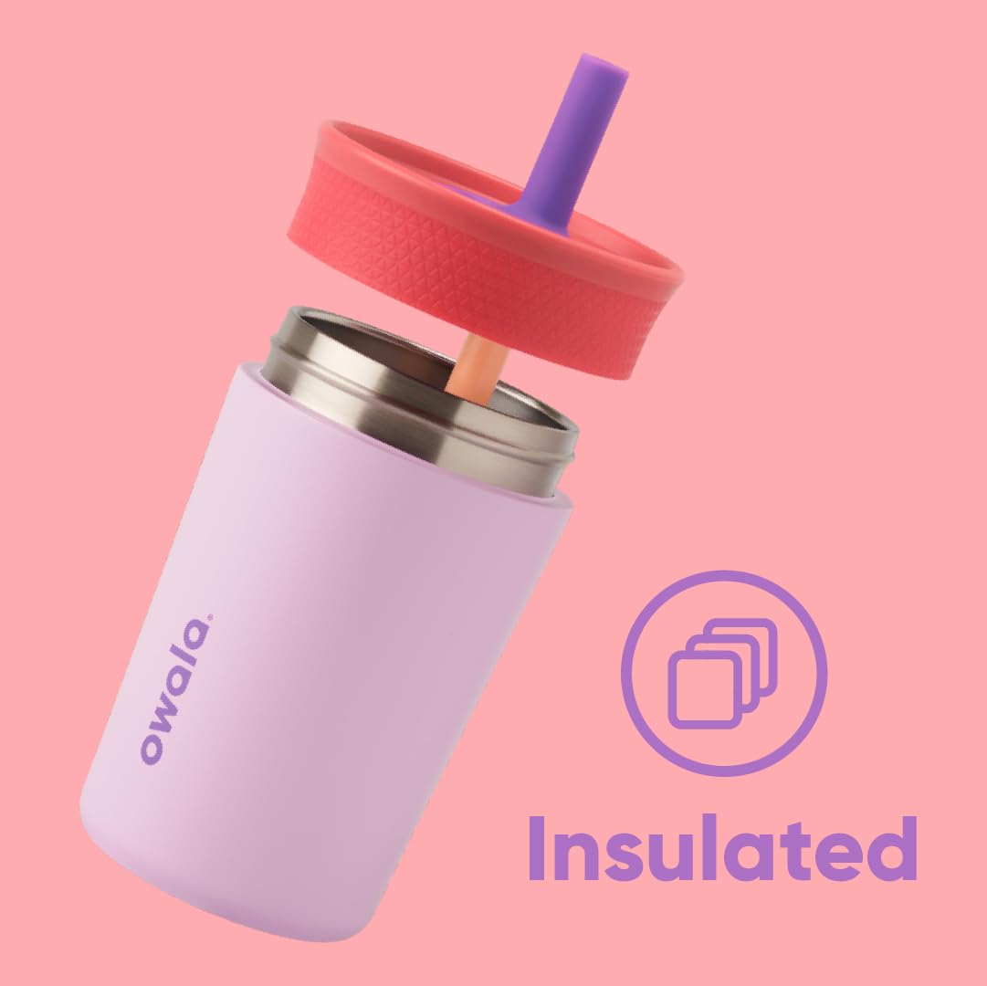 Kids Insulation Stainless Steel Tumbler with Spill Resistant Flexible Straw