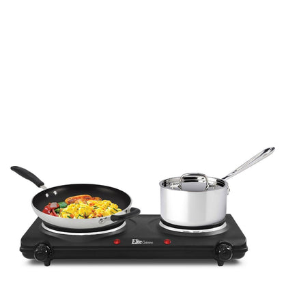 Elite Gourmet Countertop Double Cast Iron Burner