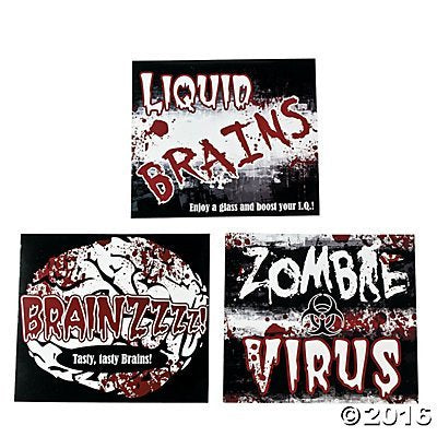 Zombie Drink Bottle Labels - 24 Pack