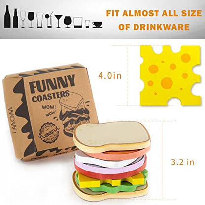 Funny Sandwich Coasters - Set of 8