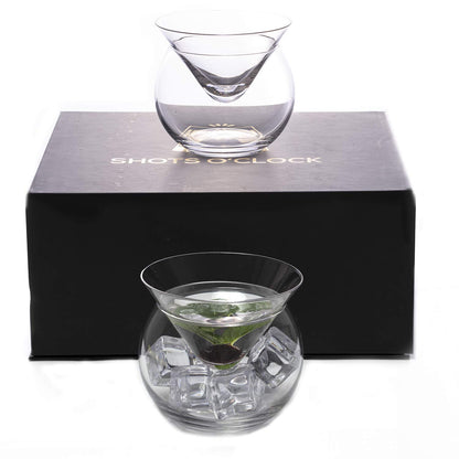 Stemless Martini Glasses with Chiller - Set of 2