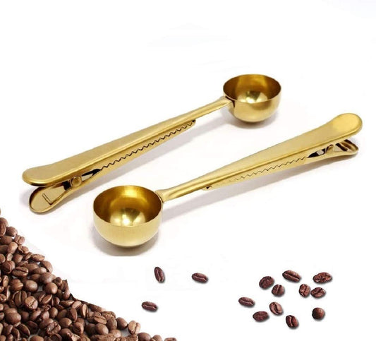 Coffee Scoop Clip - Gold - 2 Pack