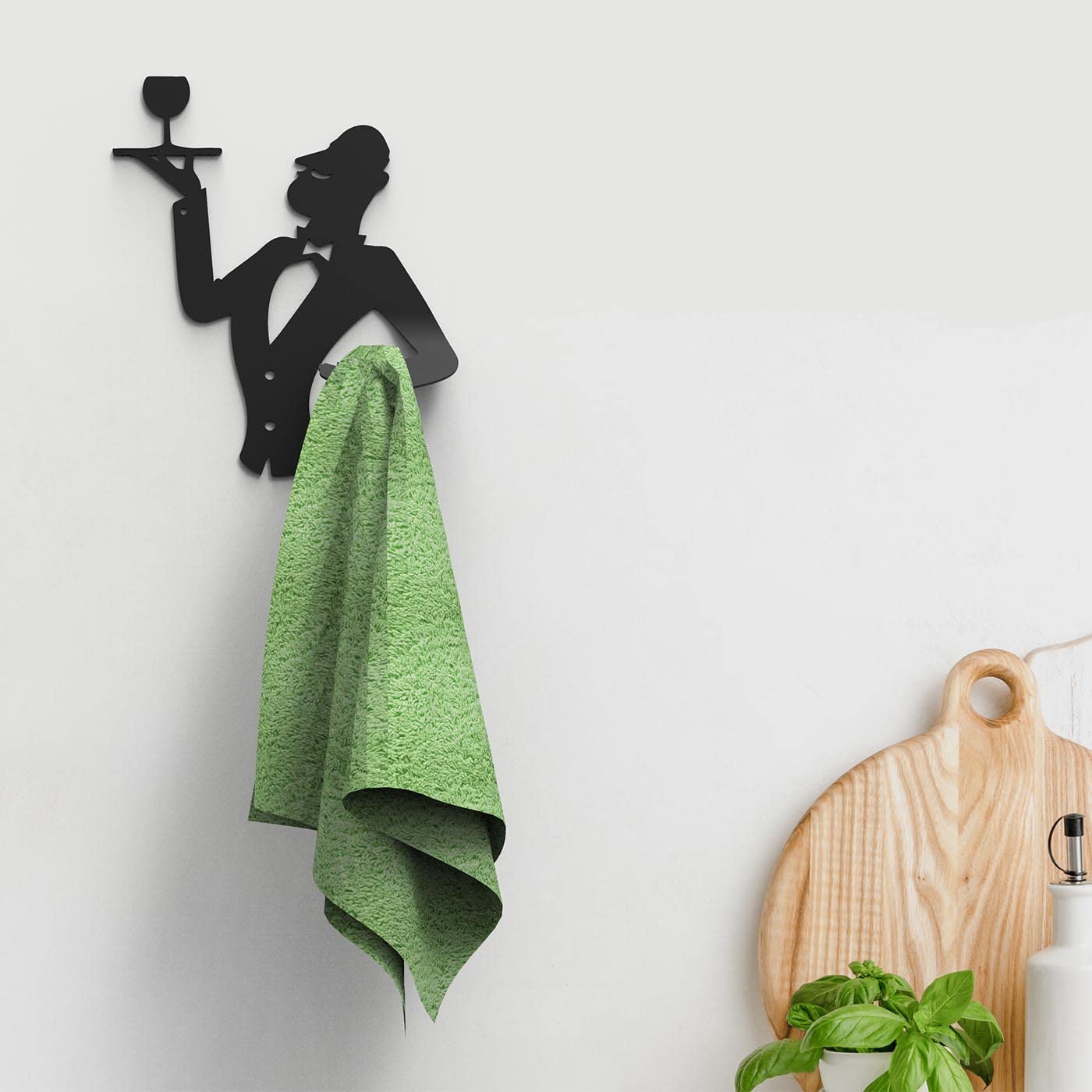 Black Towel Hook - Service Waiter Design