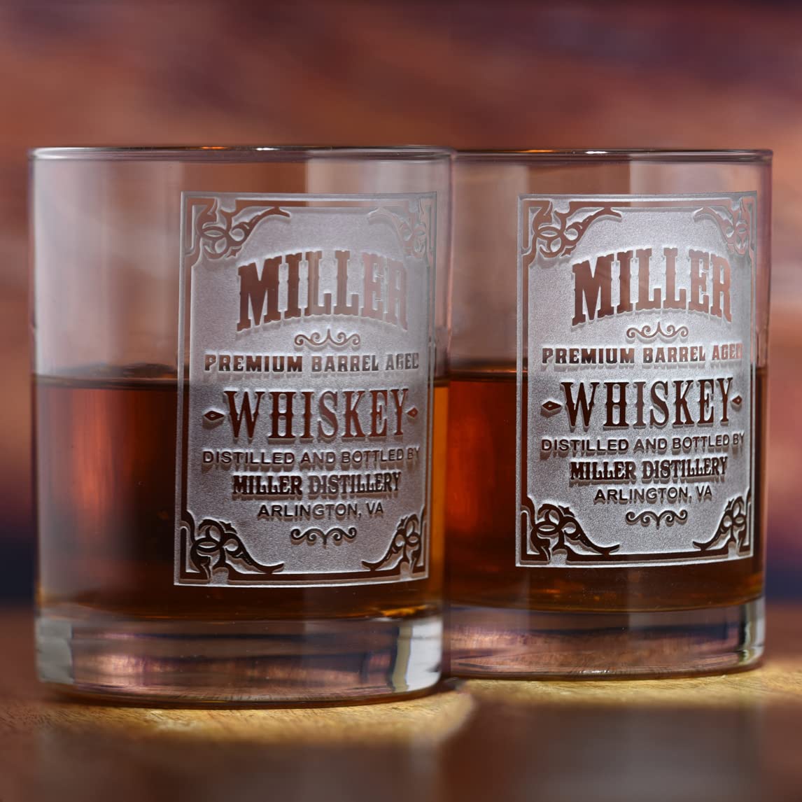 Personalized Whiskey Label Glasses - Set of 2