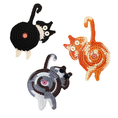 Cat Coaster Set - 3PCS Woven Insulation Coasters For Tea or Coffee