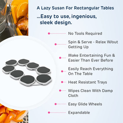 Lazy Susan Turntable for Rectangular Tables