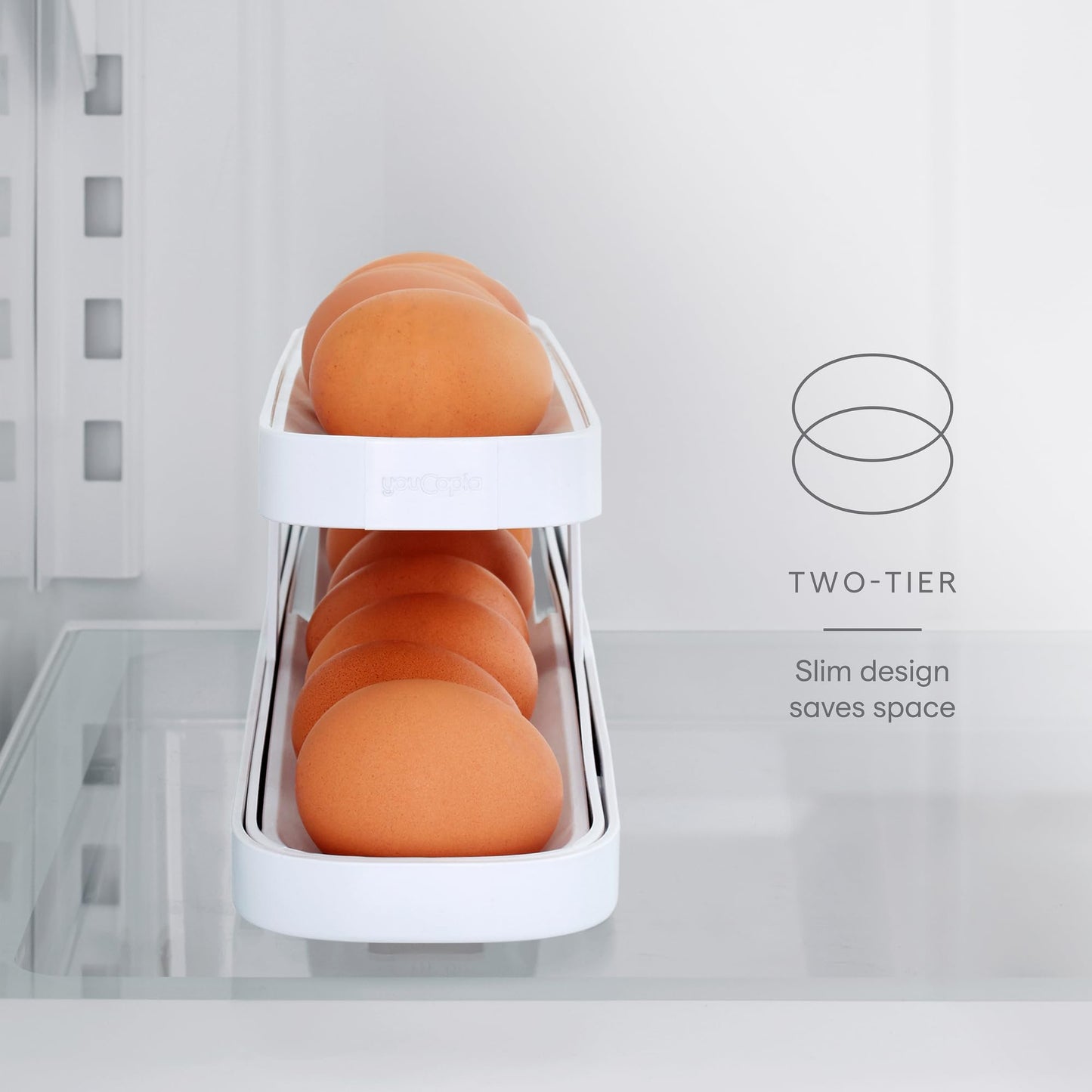 Space-Saving Rolling Eggs Dispenser and Organizer