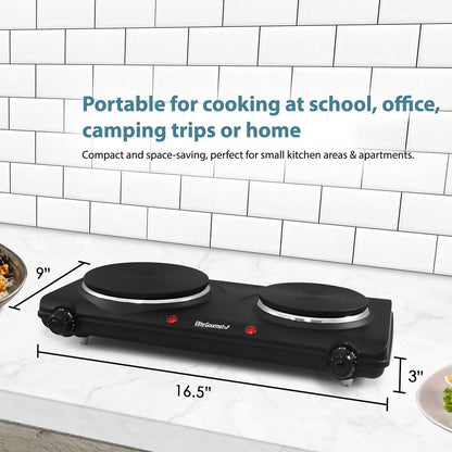 Elite Gourmet Countertop Double Cast Iron Burner