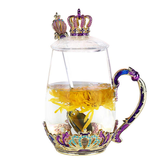 Tea Cup with Lid - Glass Coffee Mug