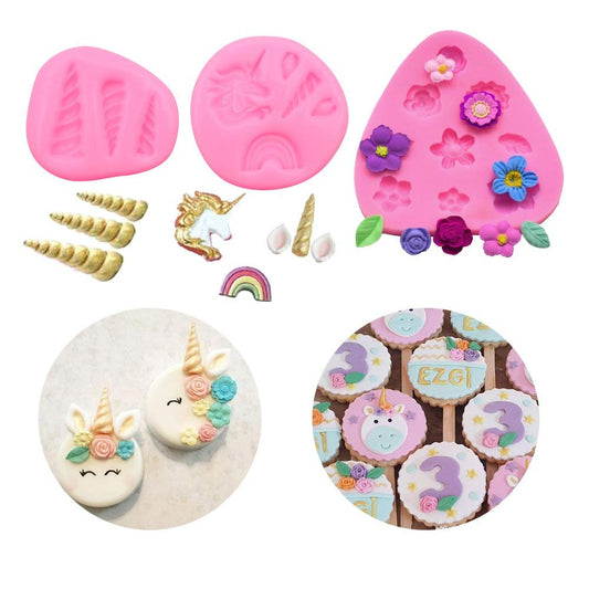 Unicorn Silicone Cake Topper Mold Set