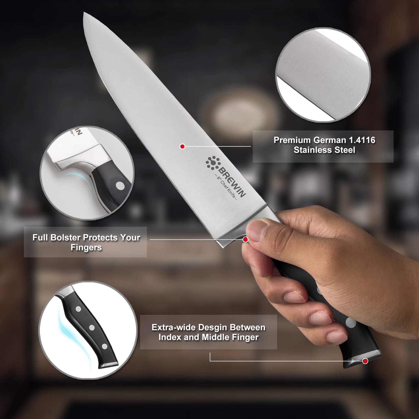 Professional 3PC Chef Knife Set - High Carbon Stainless Steel