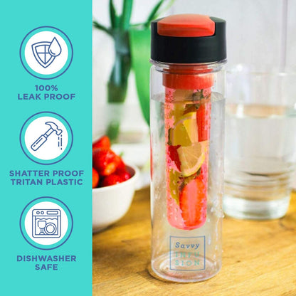 Flip Top Fruit Infuser Water Bottle - Blue