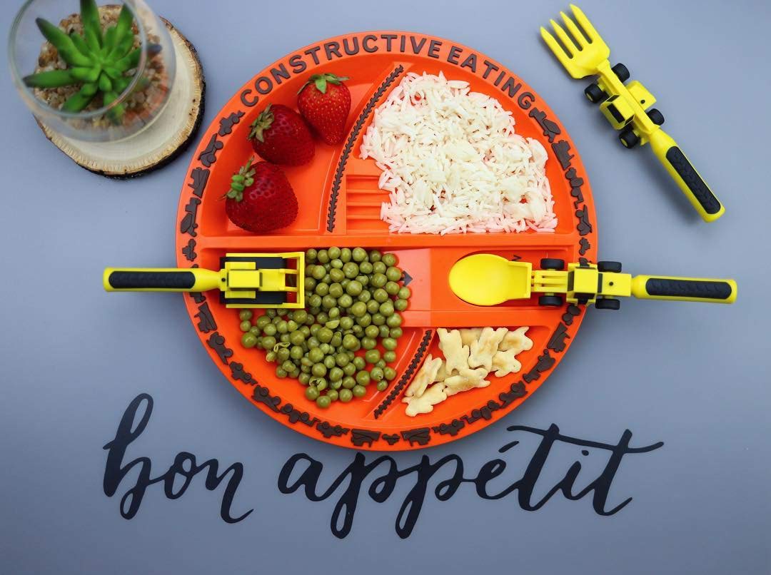 Constructive Eating Plate and Utensils Set - Construction Theme