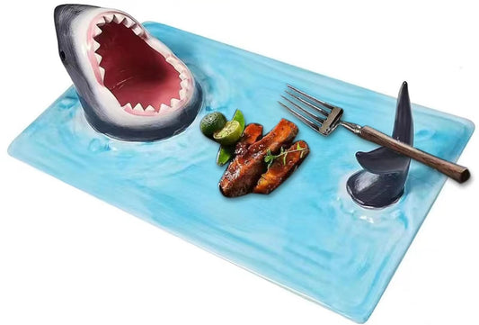 Shark Sushi Plate - Hand-Painted Ceramic