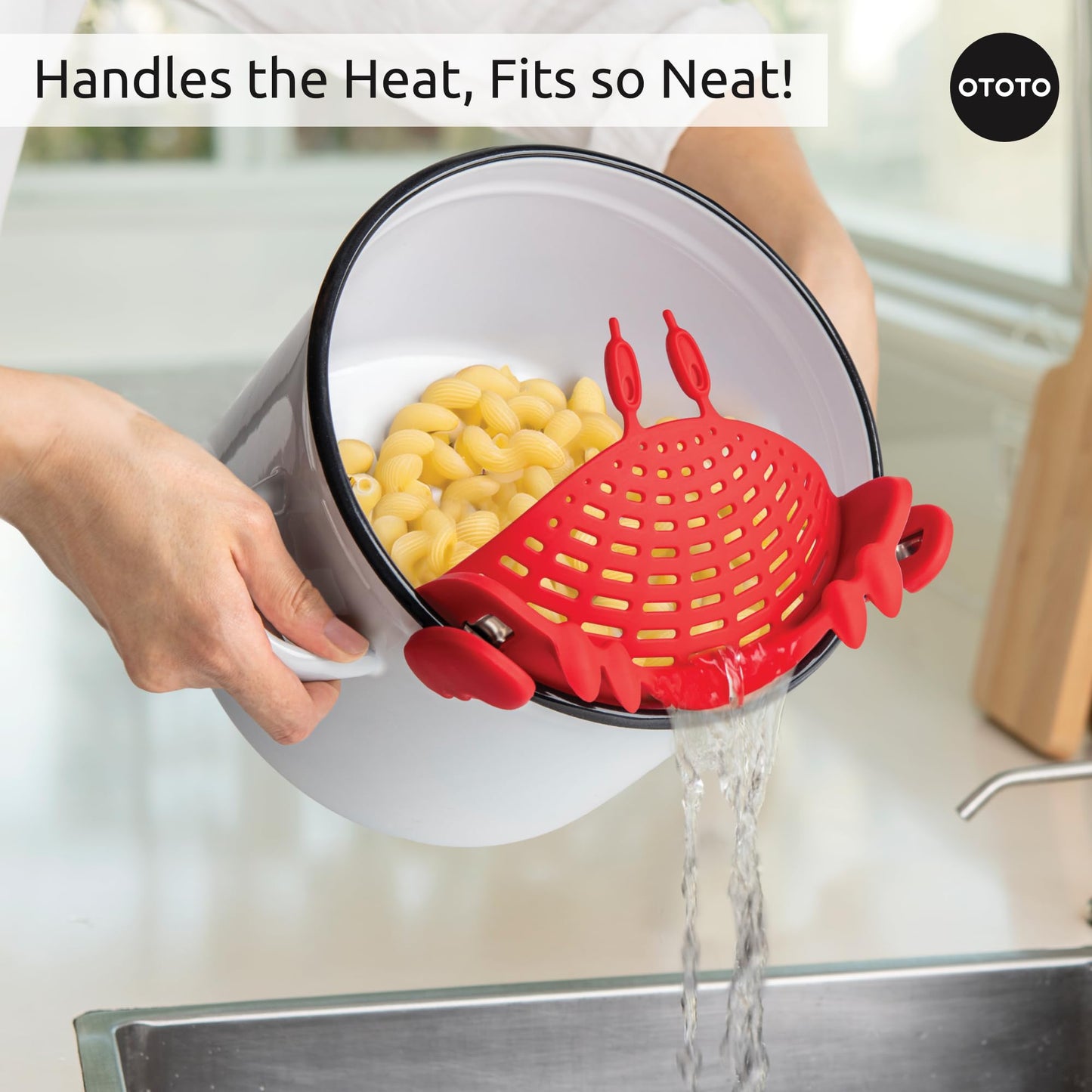 Crabby Clip-On Pasta Strainer