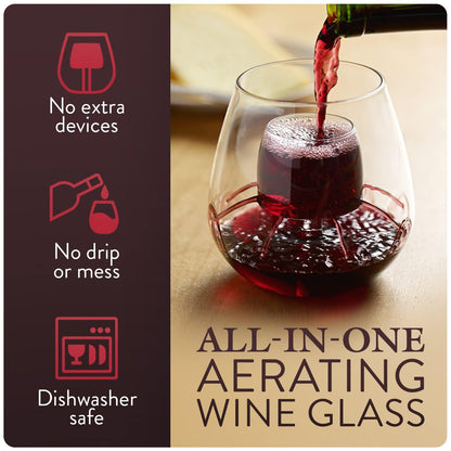 Stemless Aerating Wine Glasses - Set of 2