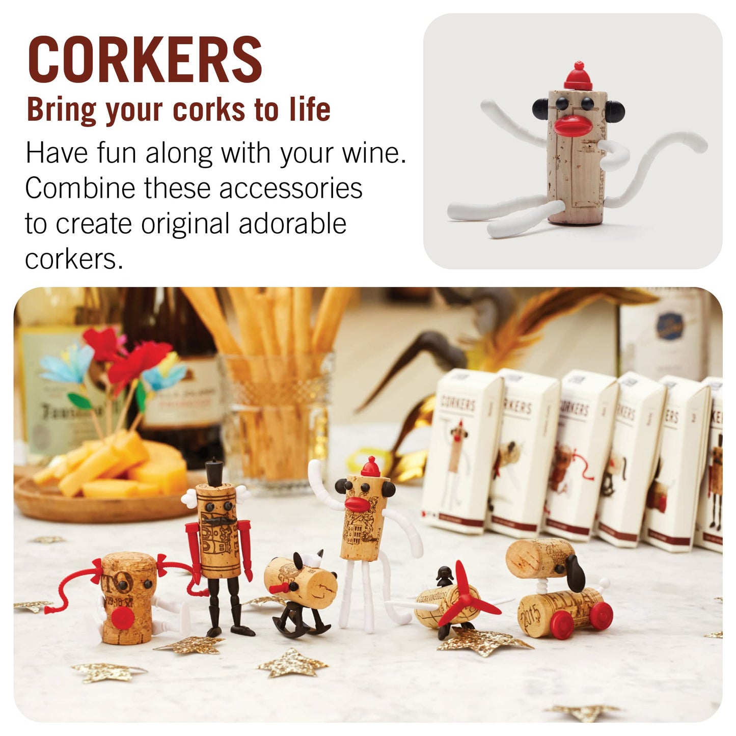 Corkers Animals Wine Accessories - 6 Pack