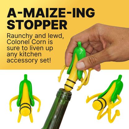 Colonel Corn Wine Bottle Stopper - Funny Novelty Gift