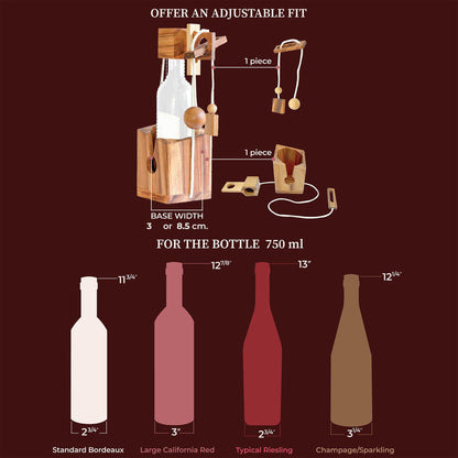 Wine Bottle Puzzle - Wooden Wine Holder and Lock Puzzle