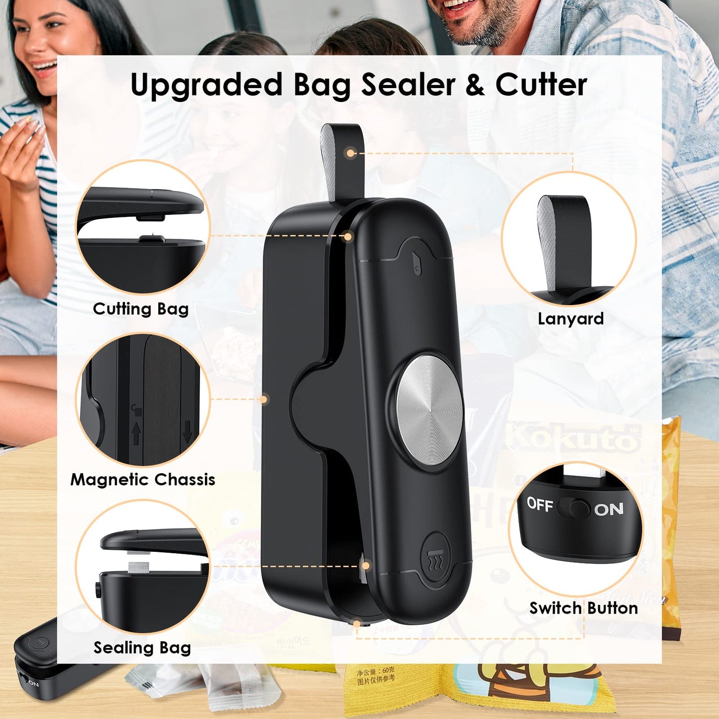 Mini Chip Bag Sealer with Cutter