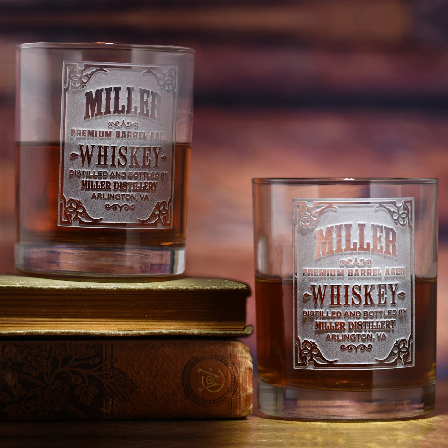 Personalized Whiskey Label Glasses - Set of 2