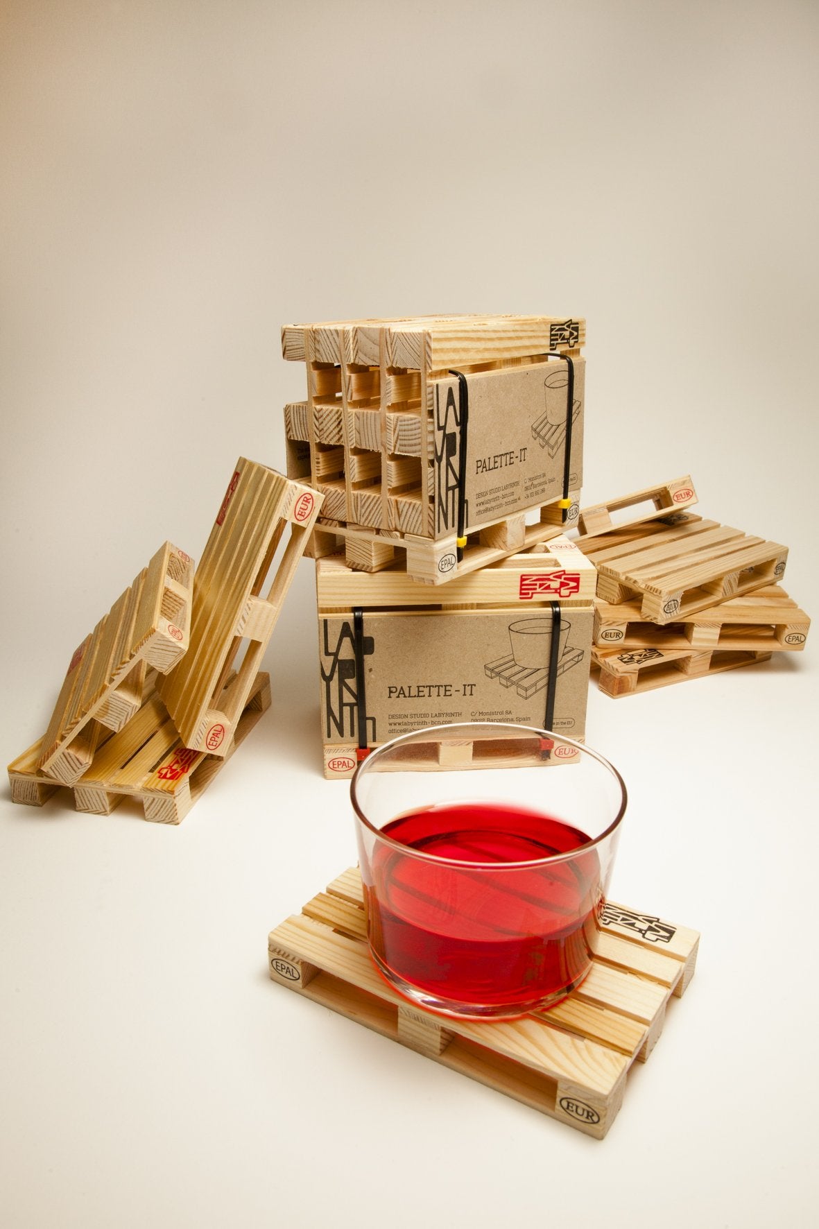 Mini Euro Pallet Wood Drink Coasters - 8 Pack