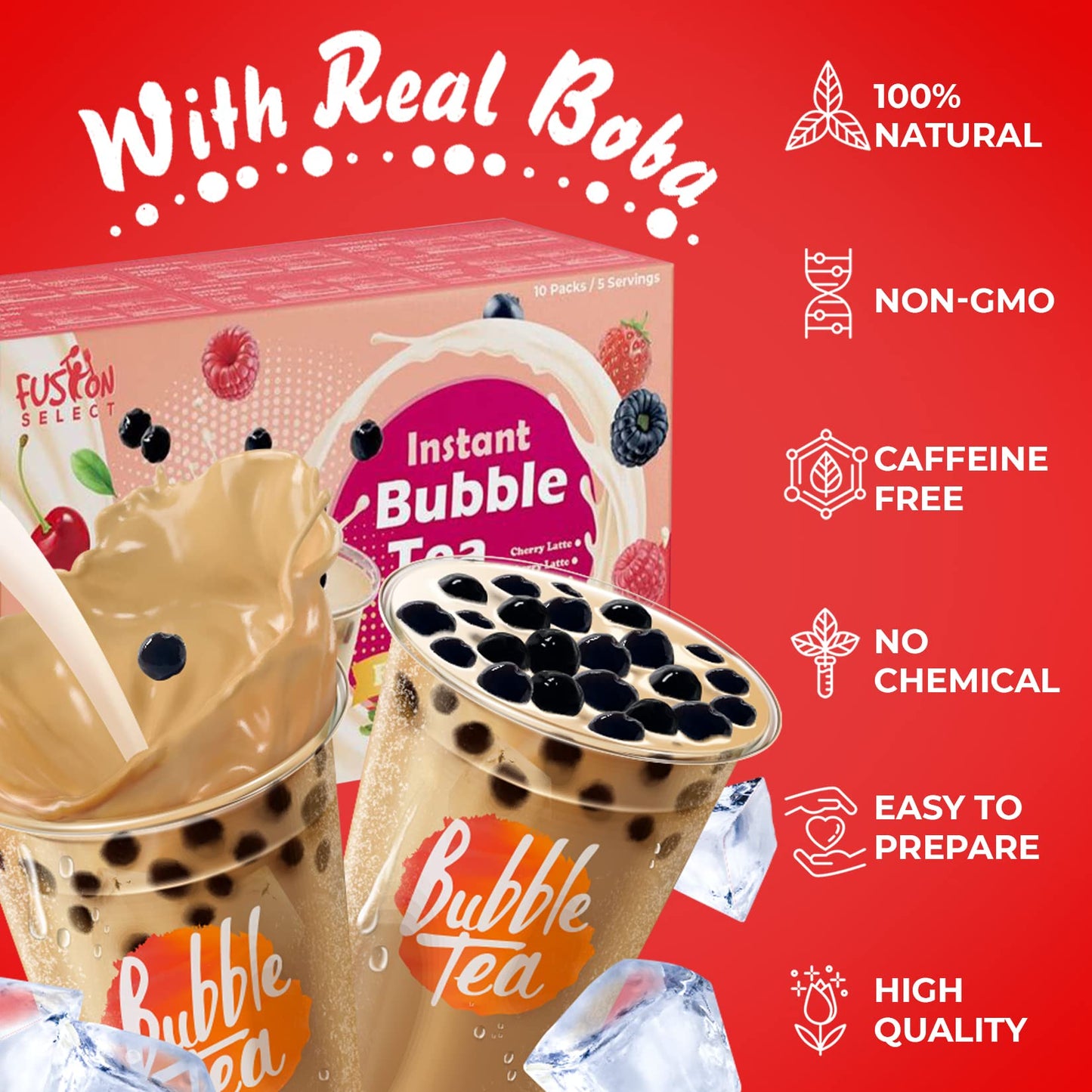 Bubble Tea Kit - Blueberry, Raspberry, Strawberry, Blackberry, Cherry