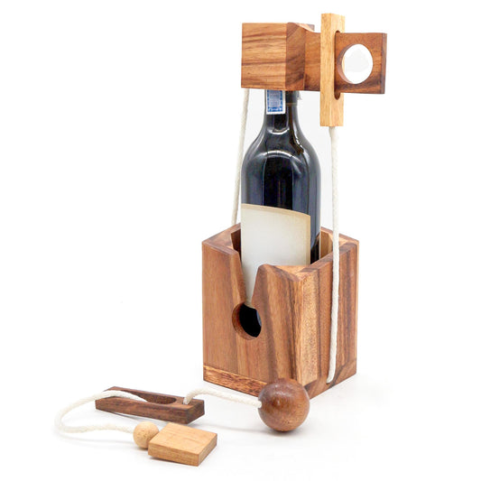 Wine Bottle Puzzle - Wooden Wine Holder and Lock Puzzle