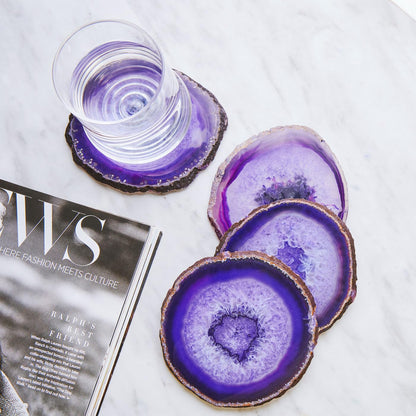 Natural Brazilian Agate Coasters - Set of 4